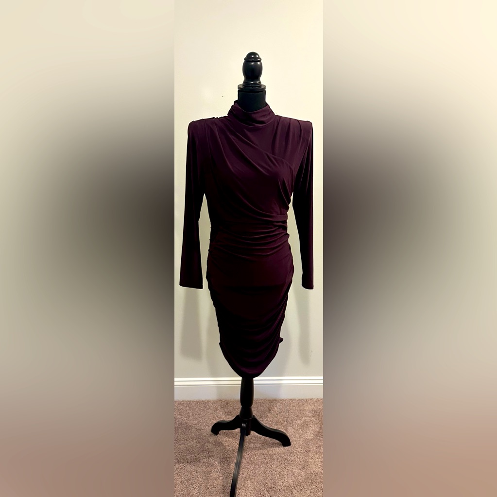 Express Deep Purple Mock Neck Cut-Out Back Bodycon Dress - Size Large